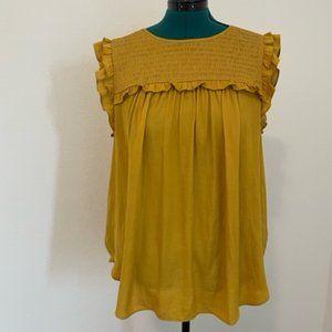 Loft Yellow Gold Ruffle Tank XL